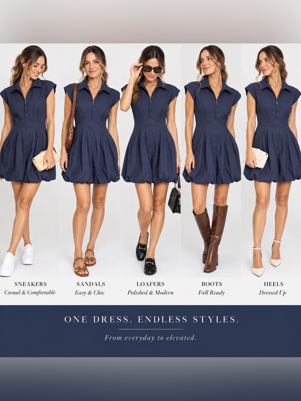 steve madden navy zip front bubble hem mini dress size small